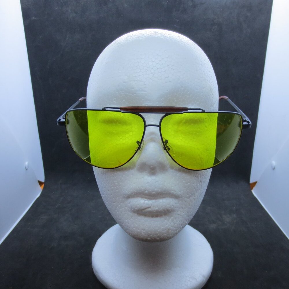 Vintage Remington RM312BY Black Brown Men's Metal Aviator Sunglasses w/ Case